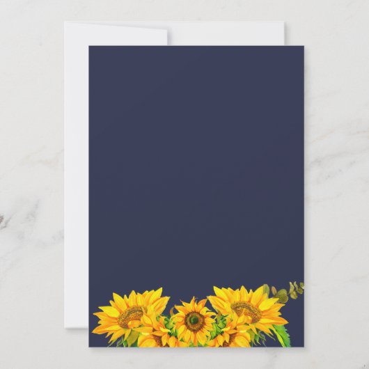 Rustische Sonnenblumen String Lights Pumpkin Navy Einladung (Rückseite)