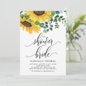 Rustische Sonnenblumen und Eukalyptus-Brautparty Einladung (Stehend Vorderseite)