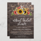 Rustische Sonnenblumen Virtual Brautparty Einladung (Vorne/Hinten)