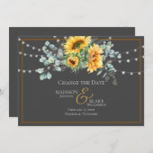 Rustische Strandleuchten Sonnenblumen ändern Datum Save The Date (Vorne/Hinten)