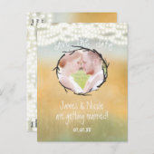 Rustische String-Leuchten Rett Date Foto Postcard Ankündigungspostkarte (Vorne/Hinten)