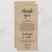 Rustische String-Lichter, Platzierung der Dankesch Programm (Vorne/Hinten)