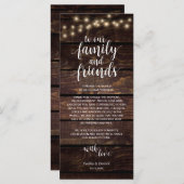 Rustische String-Lichter, Platzierung der Dankesch Programm (Vorne/Hinten)