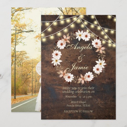 RUSTISCHE TERRACOTTA BOHO FLUSSBREITE EINLADUNG (Vorne/Hinten)