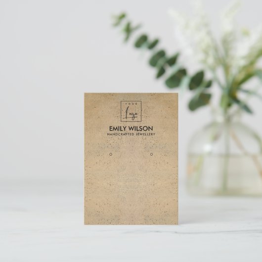 RUSTISCHE TERRAKTISCHE TEXTURE-LOGO-OHRENANZEIGE VISITENKARTE (Stehend Vorderseite)