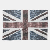 Rustische UK-Flagge rot blaue Funken glitzert Geschirrtuch (Horizontal)