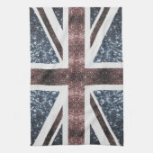 Rustische UK-Flagge rot blaue Funken glitzert Geschirrtuch (Vertikal)