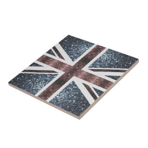 Rustische UK-Flagge rote blaue Funken glitzert Fliese