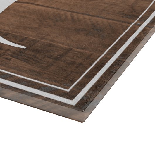 Rustische und elegante Monogramm-Imitat Holz Schneidebrett (Ecke)