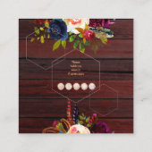 RUSTISCHE WASSERCOLOR-BLUME, BOHO SKULL+ARRONE QUADRATISCHE VISITENKARTE (Rückseite)