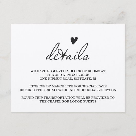 RUSTISCHE WEDD-Detailkarte Begleitkarte (Vorderseite)