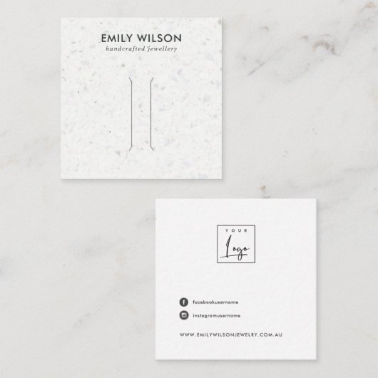 RUSTISCHE WEISSGRAY TERRAZZO HAIR CLIP DISPLAD CAR QUADRATISCHE VISITENKARTE (Vorne/Hinten)