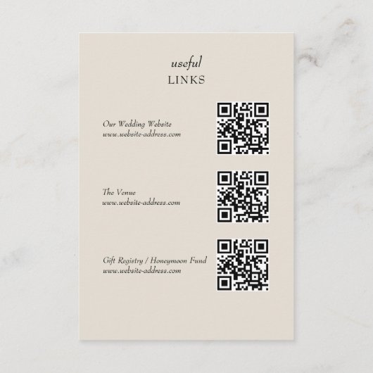 Rustische Wildblume Blumenzwiebeldetails QR-Code Begleitkarte (Rückseite)