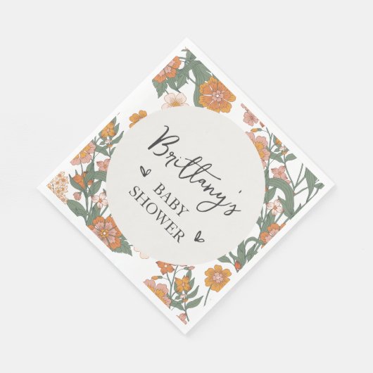 Rustische Wildblume Geschlecht Neutrale Babydusche Serviette (Ecke)