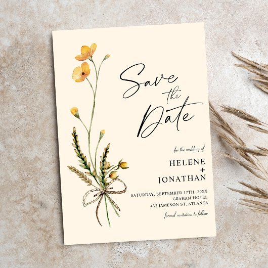 Rustische Wildblume Moderne Elegante Boho Wedding Save The Date