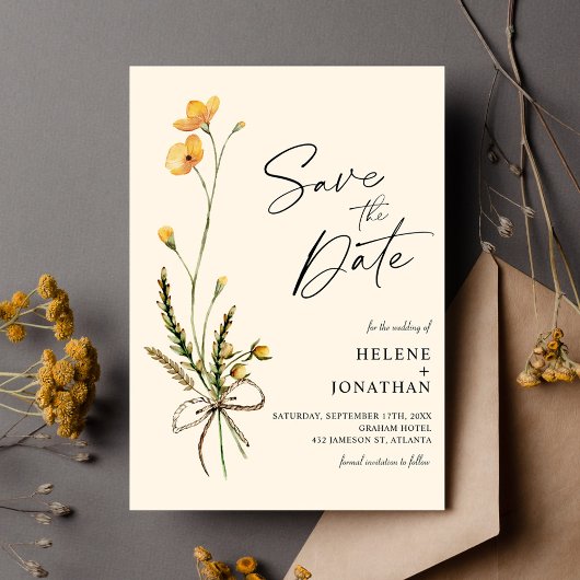 Rustische Wildblume Moderne Elegante Boho Wedding Save The Date