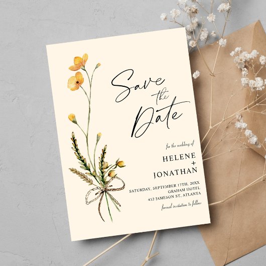 Rustische Wildblume Moderne Elegante Boho Wedding Save The Date