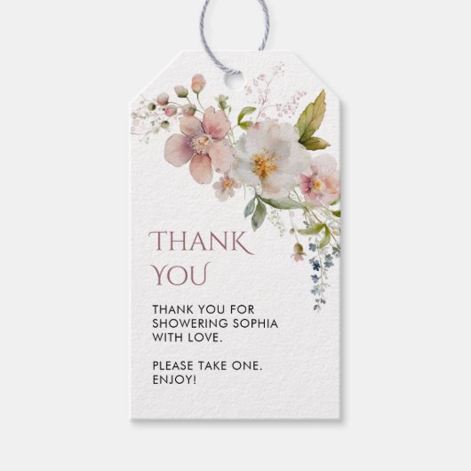 Rustische Wildblumen Brautparty-Geschenktasten Geschenkanhänger (Vorderseite)