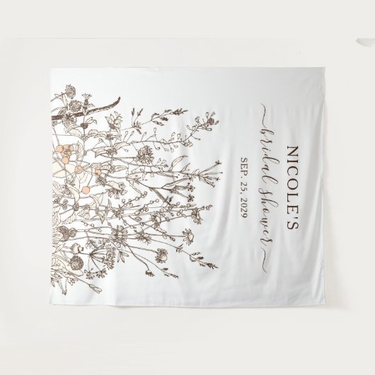 Rustische Wildblumen fallen Brautparty Hintergrund Wandteppich (Vorderseite (Horizontal))