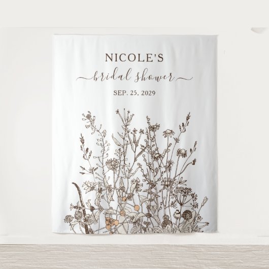 Rustische Wildblumen fallen Brautparty Hintergrund Wandteppich (Vorderseite)