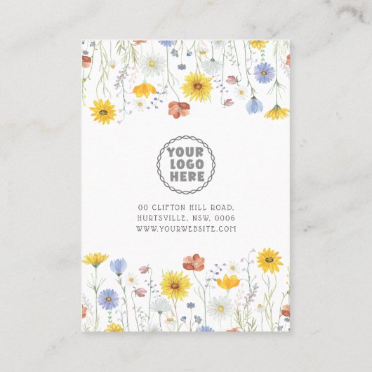 Rustische Wildblumen Nekklace Juwelier Display Car Visitenkarte (Rückseite)