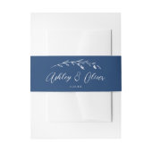 Rustische Wildblumen Script Navy Blue Wedding Einladungsbanderole (Vorderseite Beispiel)