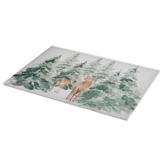 Rustische Winterwaldtiere Schneidebrett (Ecke)