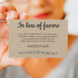 Rustische Wohltätigkeit Spende Tischnummer Hochzei Platzkarte