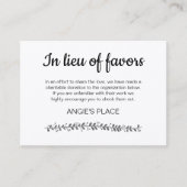 Rustische Wohltätigkeit Spende Tischnummer Hochzei Platzkarte (Vorderseite)