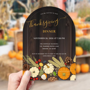 Rustischer Herbst-Tisch zum Thanksgiving-Dinner Acryleinladungen