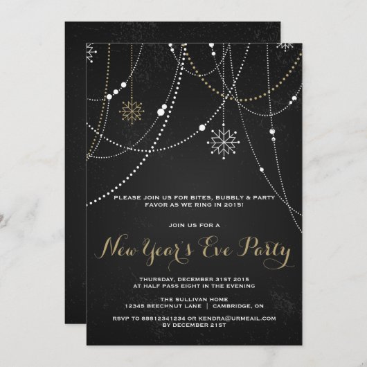 RUSTISCHER KALKBOARD NEUJAHRESTAG PARTY EINLADUNG (Vorne/Hinten)