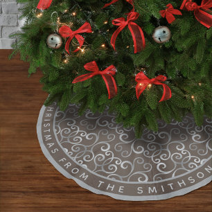 RUSTISCHER TAUPE- UND SILBERCHRISTMAS DAMASK CUSTO POLYESTER WEIHNACHTSBAUMDECKE