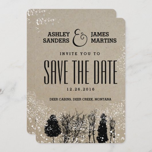 RUSTISCHER WINTERBAUM SAVE THE DATE (Vorne/Hinten)