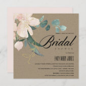 RUSTISCHES BLUSFLORAL KRAFT WATERCOLOR BRAUTPARTY EINLADUNG (Vorne/Hinten)