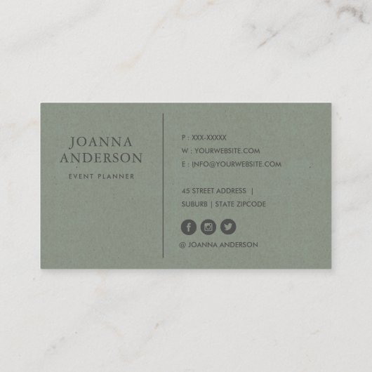 RUSTISCHES, BOHEMISCHES, DREIHPROBLEM PATTER PERSO VISITENKARTE (Rückseite)