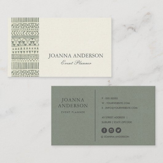 RUSTISCHES, BOHEMISCHES, DREIHPROBLEM PATTER PERSO VISITENKARTE (Vorne/Hinten)