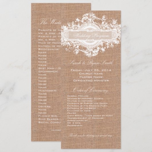 RUSTISCHES BURLAP-FLUSSPROGRAMM PROGRAMM (Vorne/Hinten)