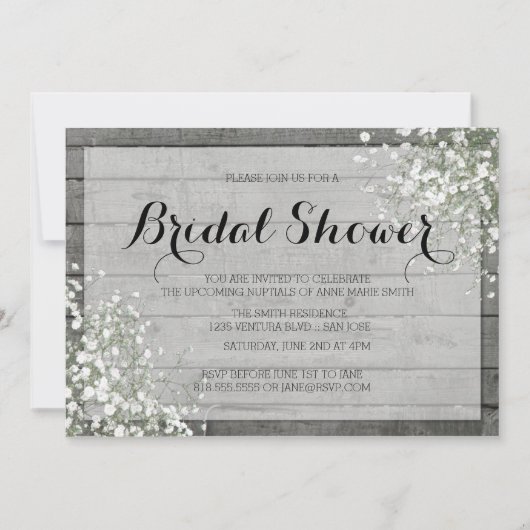 RUSTISCHES GIPSKRAUT BRAUTPARTY EINLADUNG (Vorderseite)