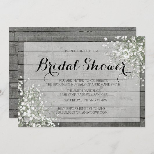 RUSTISCHES GIPSKRAUT BRAUTPARTY EINLADUNG (Vorne/Hinten)