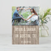 RUSTISCHES HOLZ SPART DIE DATEN SAVE THE DATE (Stehend Vorderseite)