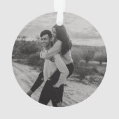 RUSTISCHES HOLZLICHT ERSTES CHRISTMAS FOTO CUSTOM ORNAMENT (Rückseite)