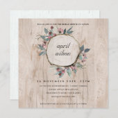 RUSTISCHES HOLZSLICE PINK FLORA BRAUTPARTY INVITE DANKESKARTE (Vorne/Hinten)