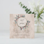 RUSTISCHES HOLZSLICE-PINK GREEN FLORAL WEDITE DANKESKARTE (Stehend Vorderseite)