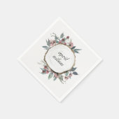 RUSTISCHES HOLZSLICE WILD PINK FLORAL EUCALYPTUS SERVIETTE (Ecke)