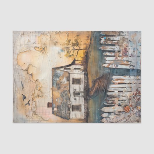 RUSTISCHES LANDWIRTSCHAFTLICHES GEMISCHTES MEDIA A SEIDENPAPIER (Vorderseite)