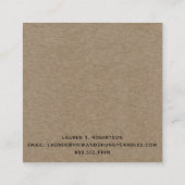 RUSTISCHES PRIMITIVES LAND GRUBBY CANDLE QUADRATISCHE VISITENKARTE (Rückseite)