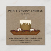 RUSTISCHES PRIMITIVES LAND GRUBBY CANDLE QUADRATISCHE VISITENKARTE (Vorderseite)