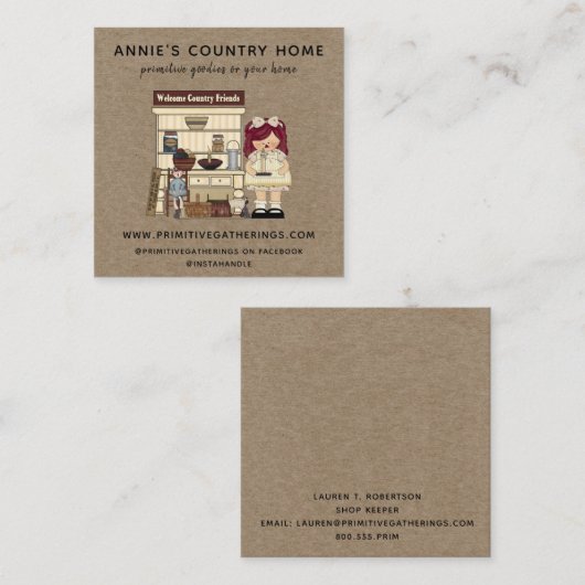 RUSTISCHES PRIMITIVES LAND KRAFT QUADRATISCHE VISITENKARTE (Vorne/Hinten)