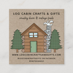 RUSTISCHES PRIMITIVES LAND LOG CABIN AUF KRAFT QUADRATISCHE VISITENKARTE
