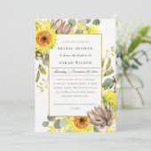 RUSTISCHES SONNENBLUMEN EUCALYPTUS-BRAUTPARTY EINLADUNG (Stehend Vorderseite)
